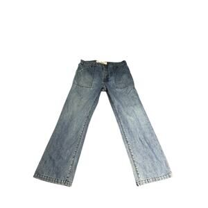 GAP Jeans Mens 36x32 Blue ARMY Utility Patch Pocket Straight Leg Workwear Denim